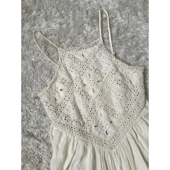 American Eagle S Cream Knit Mini Dress Fairycore Cottagecore Boho Handkerchief - Picture 3 of 6